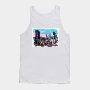 Chicago USA Unique Watercolor Travel Souvenir Fine Art Tank Top